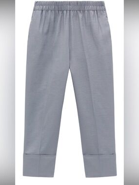 ZARA Light Blue Satin Effect Pants Size L NwT